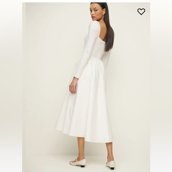 BNWT Size 0 Reformation Elly White Flared Midi Dress - Picture 2 of 6